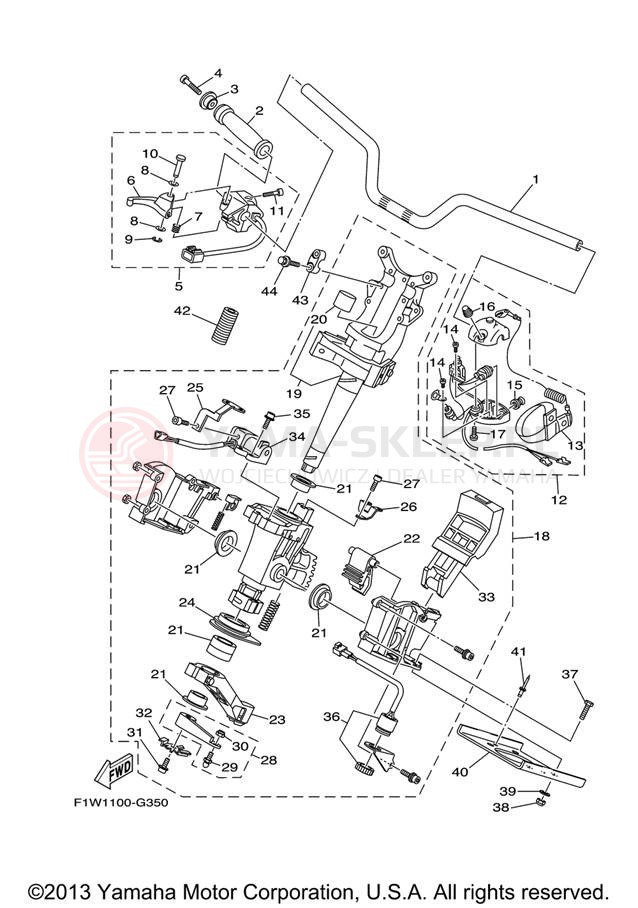 Schemat "Kierownica i osprzęt" do Yamaha (WAVERUNNER FX HO) FY1800J