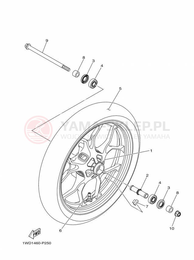 Schemat "Koło przód" do Yamaha YZFR3 YZFR3FL/YZFR3FR/YZFR3FB