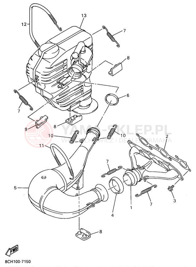 Schemat "wydech" do Yamaha VMAX 600 SX VX600SXA/VX700SXA