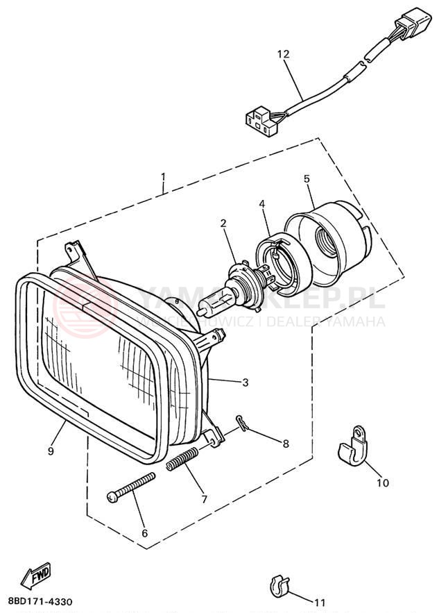 Schemat "Lampa przód" do Yamaha BRAVO LT BR250TC