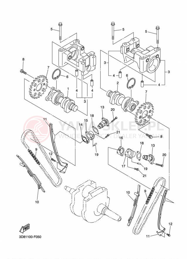 Schemat "Rozrząd - łańcuszek" do Yamaha STRYKER XVS13CFCR/XVS13CFR
