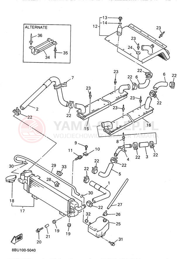 Schemat "Układ chlodzenia" do Yamaha VMAX-4 800 VX800W
