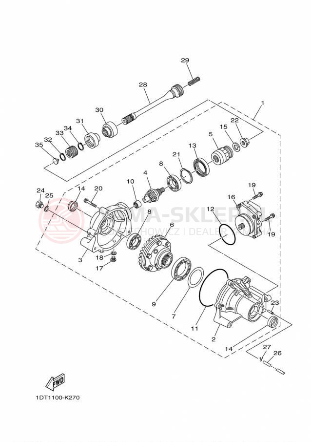 Schemat "Wał napędowy przód" do Yamaha GRIZZLY 4WD HUNTER YFM700DHFH