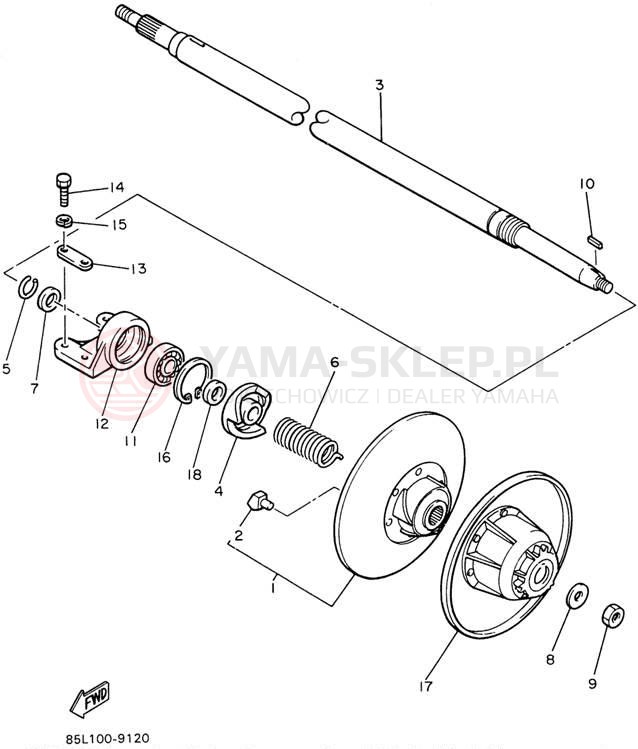 Schemat "Przeniesienie napędu" do Yamaha OVATION LE CS340EW