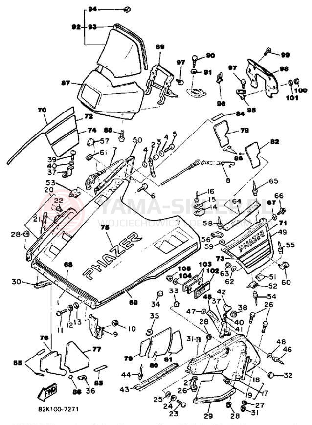 Schemat "SHROUD - WINDSHIELD" do Yamaha PHAZER PZ480M