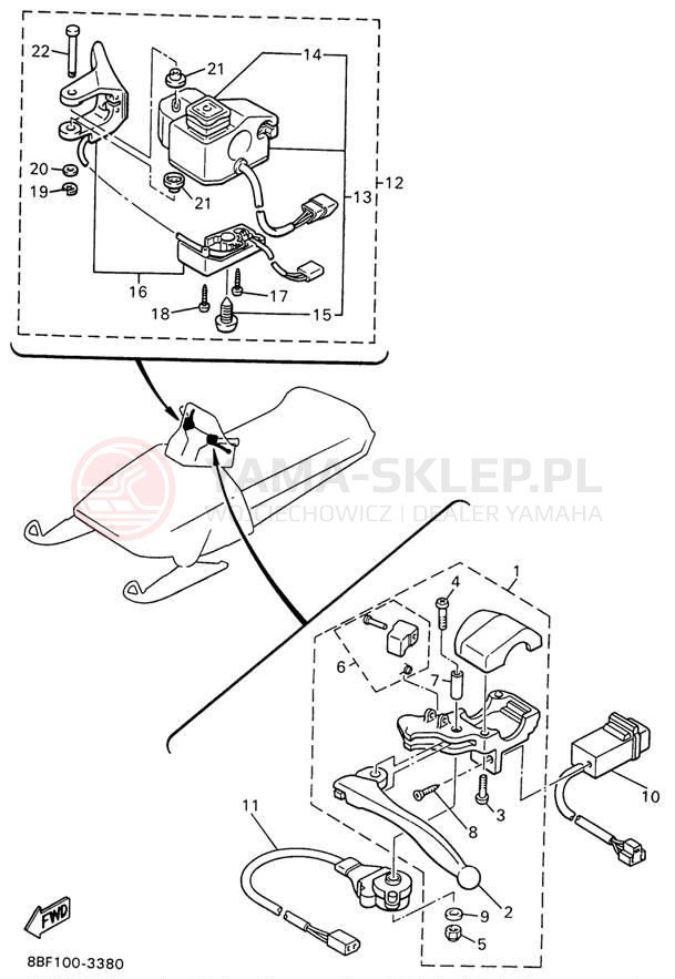 Schemat "Kierownica i osprzęt" do Yamaha PHAZER II PZ480W