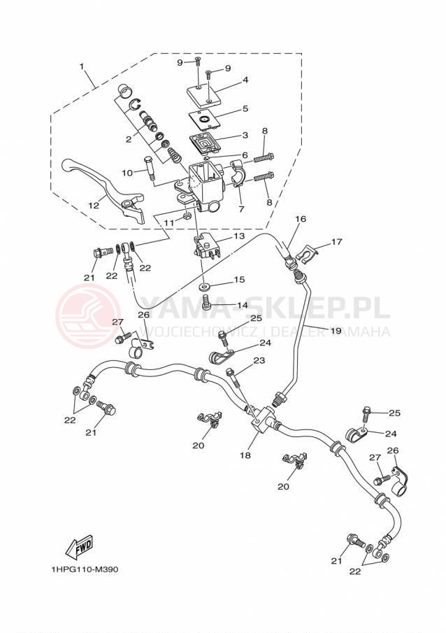 Schemat "Pompa hamulcowa przednia" do Yamaha GRIZZLY 700 EPS SE YFM700PSFS
