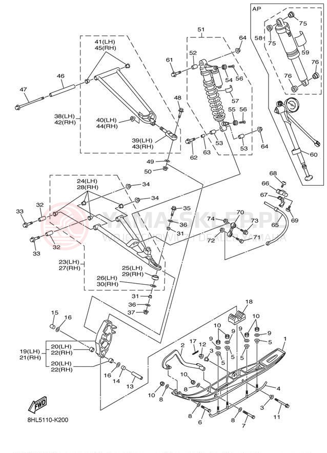Schemat "płozy" do Yamaha FX NYTRO XTX FX10XTAL/FX10XTAW