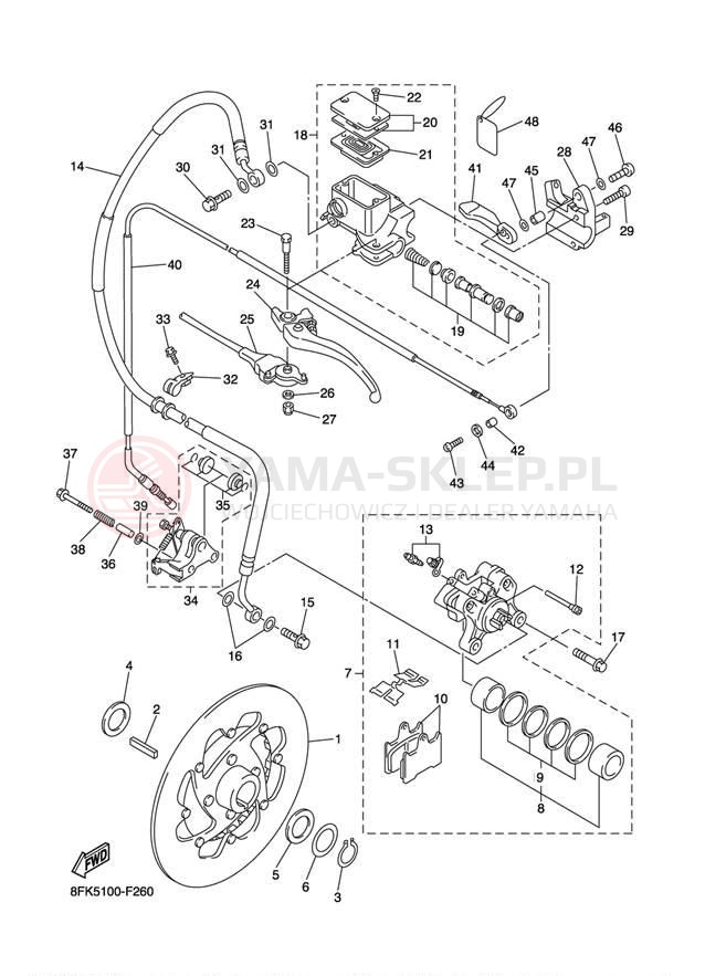 Schemat "hamulec" do Yamaha VENTURE RST90W/RST90GTW