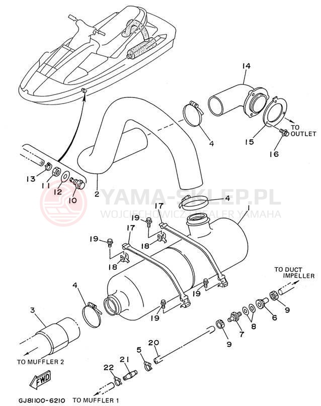 Schemat "Wydech końcowy" do Yamaha WAVE RAIDER 700 RA700BU
