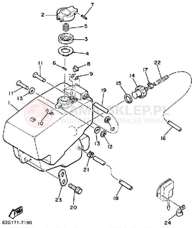 Schemat "zbiornik paliwa" do Yamaha BRAVO T (LONG TRACK) BR250TL