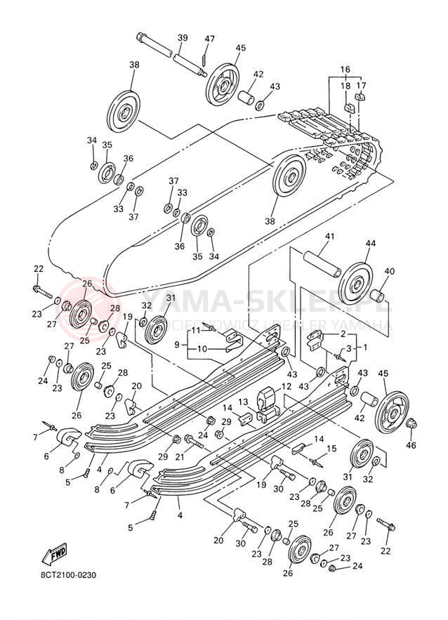 Schemat "Zawieszenie gąsiennicy" do Yamaha SX500R SX500D