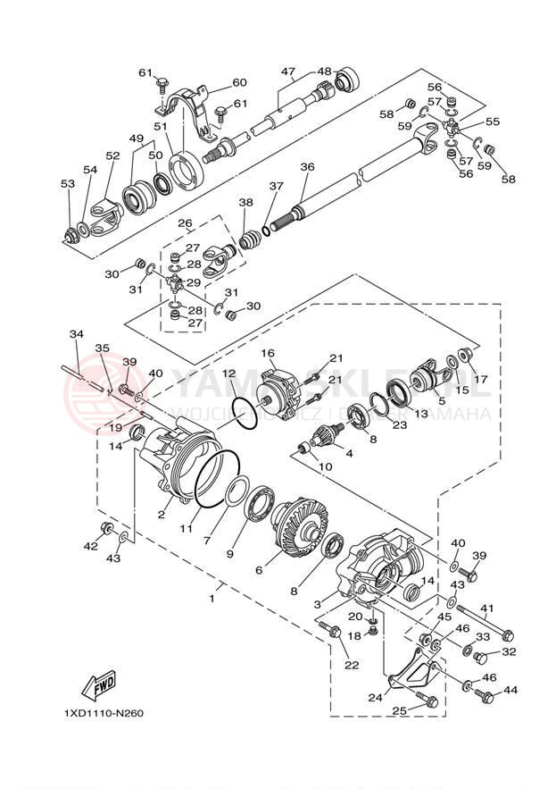 Schemat "Wał napędowy przód" do Yamaha VIKING 700 YXM700DEL