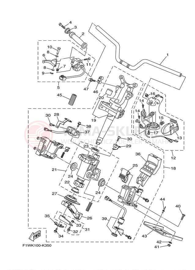 Schemat "Kierownica i osprzęt" do Yamaha (WAVERUNNER FX HO) FY1800K