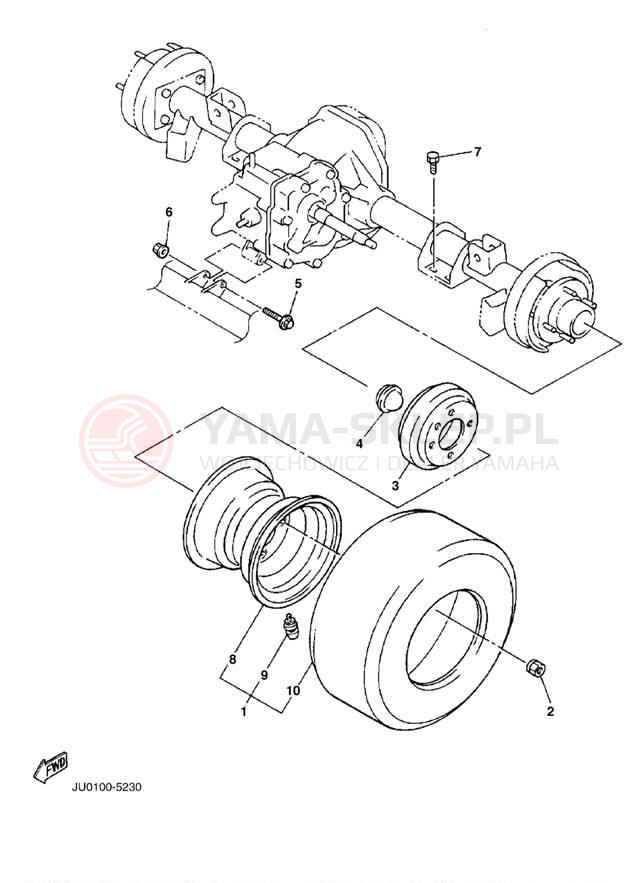 Schemat "REAR AXLE - WHEEL" do Yamaha PRO HAULER 1000 YXP1000AT