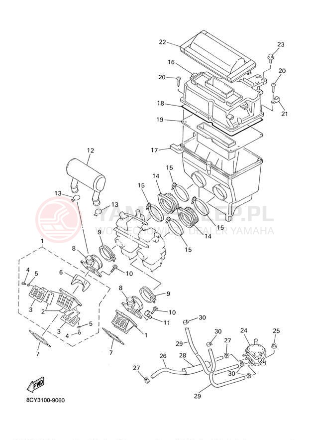 Schemat "Wtrysk paliwa" do Yamaha VENTURE 500 VT500D/VX500DXD