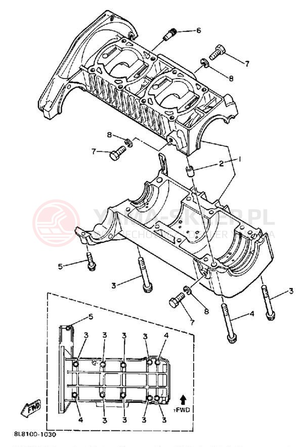 Schemat "Obudowa silnika" do Yamaha SRV SR540N