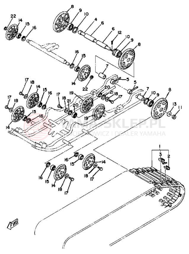 Schemat "Zawieszenie gąsiennicy" do Yamaha SRX440D