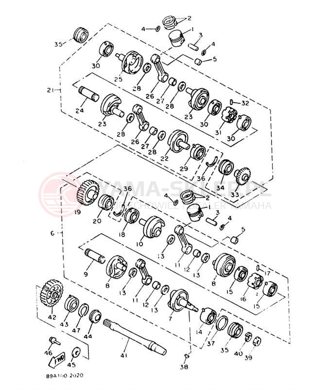 Schemat "Wał korbowy, tłok" do Yamaha VMAX-4 VX750T
