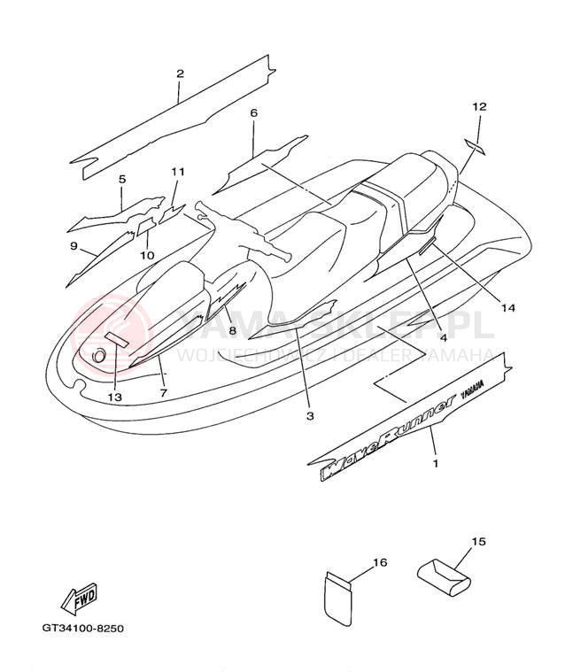 Schemat "Naklejki" do Yamaha WAVEVENTURE 700 WVT700W