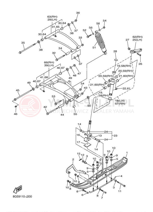 Schemat "płozy" do Yamaha VK PRO VK10AW/VK10AB