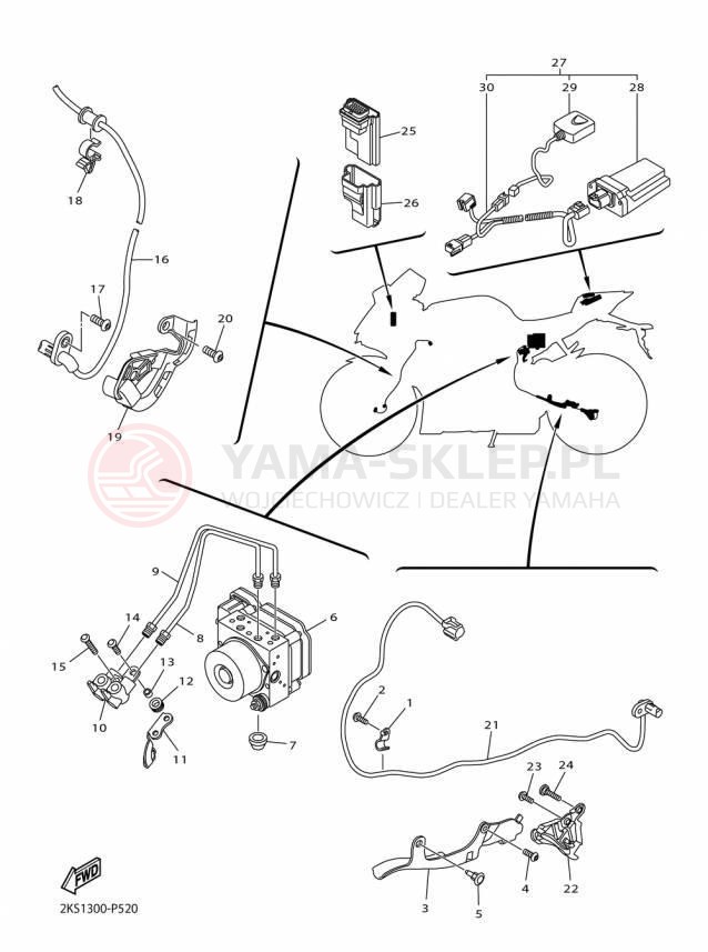 Schemat "układ elektryczny" do Yamaha YZFR1M YZFR1MF/YZFR1MFC
