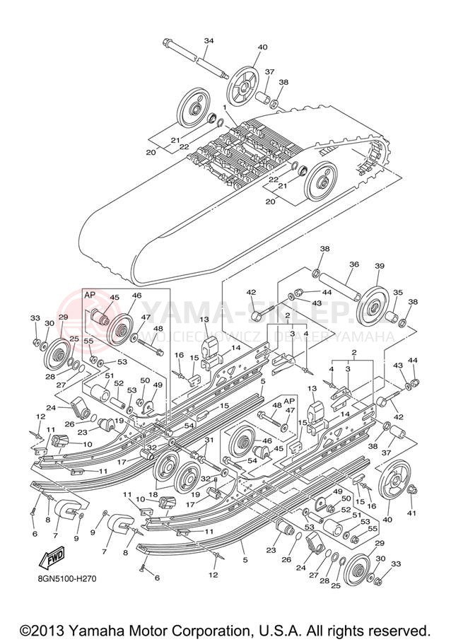 Schemat "Zawieszenie gąsiennicy" do Yamaha PHAZER RTX PZ50RTZO/PZ50RTZB