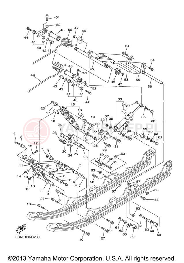 Schemat "Zawieszenie gąsiennicy" do Yamaha PHAZER RTX PZ50RTXL/PZ50RTXW