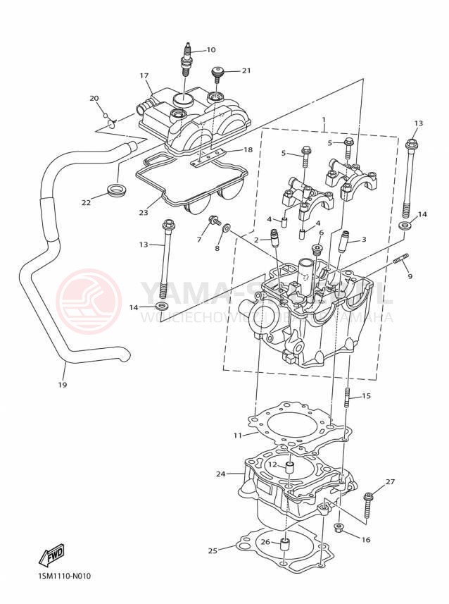 Schemat "cylinder" do Yamaha YZ250F YZ250FFW/YZ250FFL