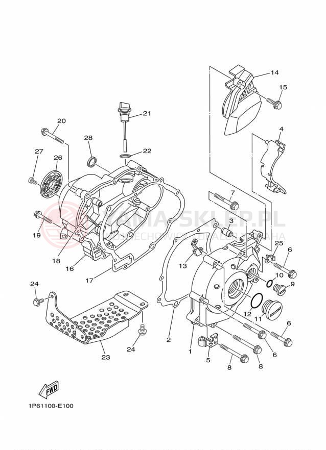 Schemat "Pokrywa silnika" do Yamaha TTR50E TTR50EF