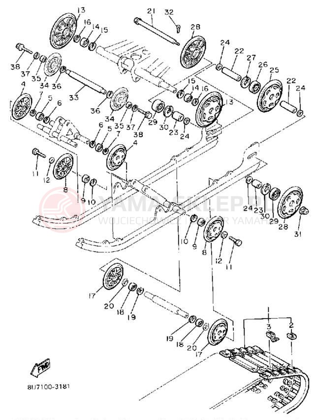 Schemat "Zawieszenie gąsiennicy" do Yamaha SRV SR540M