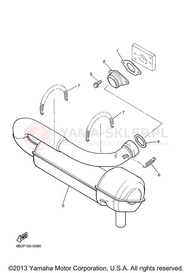 Schemat "Wydech końcowy" do Yamaha BR250TX
