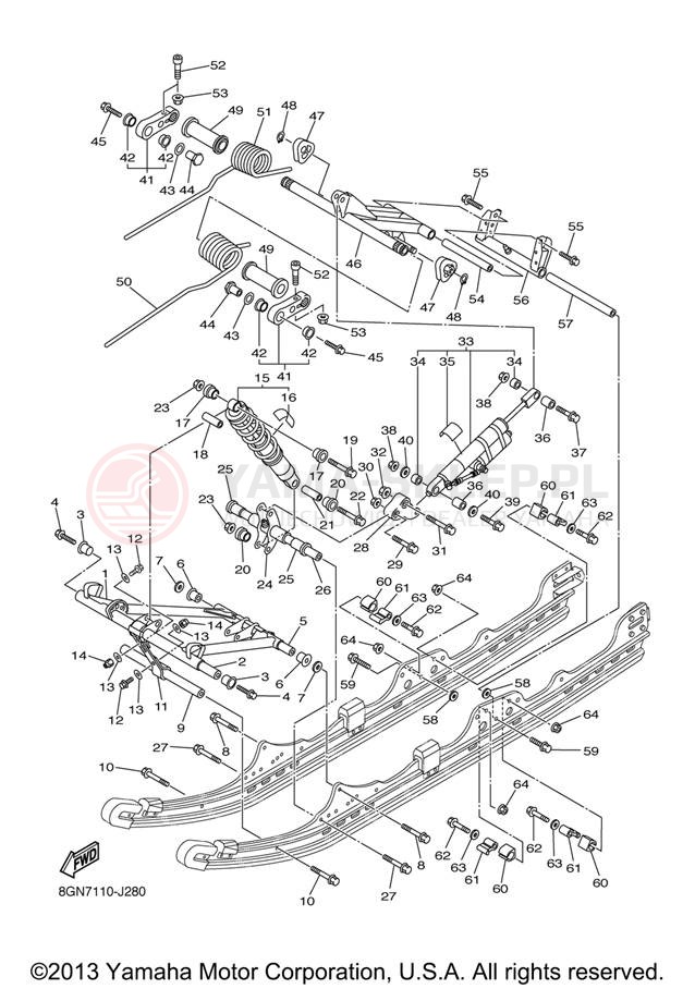 Schemat "Zawieszenie gąsiennicy" do Yamaha PHAZER RTX PZ50RTZO/PZ50RTZB