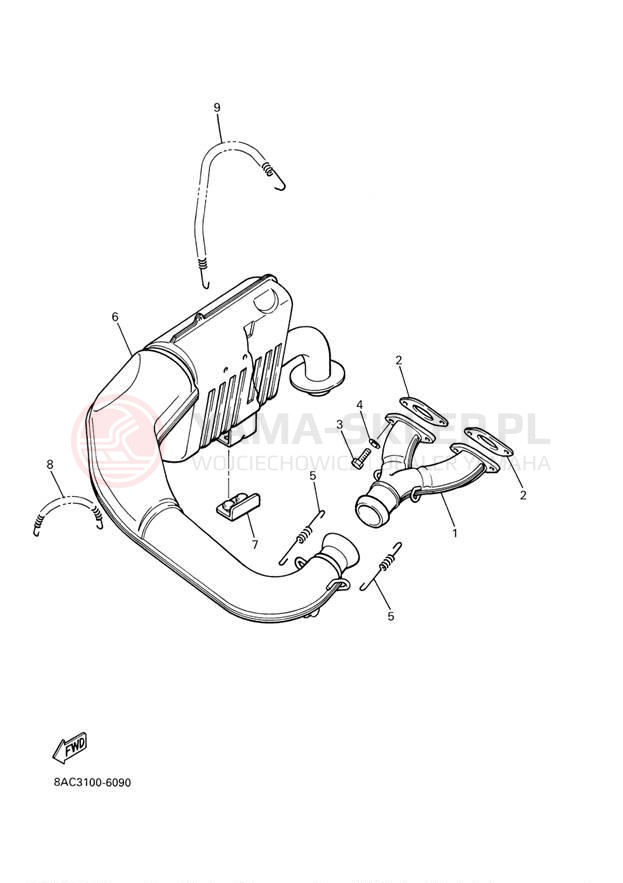 Schemat "Wydech końcowy" do Yamaha VK540 III VK540EJ