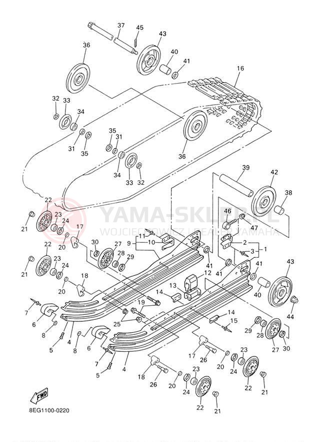 Schemat "Zawieszenie gąsiennicy" do Yamaha PHAZER MOUNTAIN LITE PZ500MLF