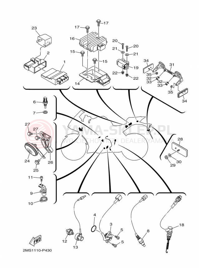 Schemat "układ elektryczny" do Yamaha YZFR3 YZFR3FL/YZFR3FR/YZFR3FB