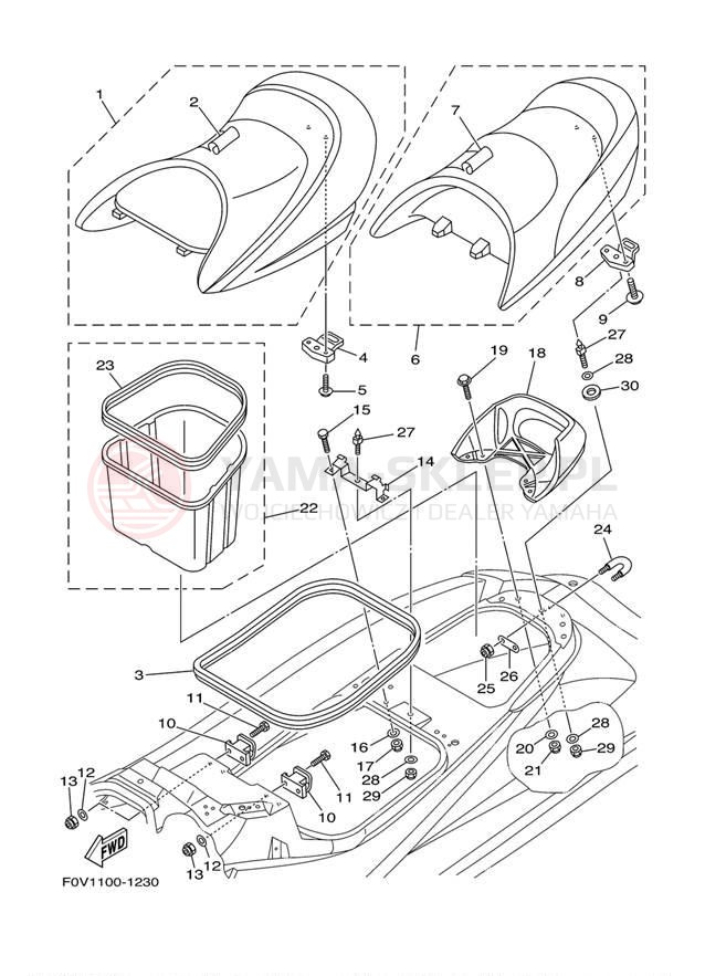 Schemat "Siedzenie i schowek" do Yamaha XLT1200 XA1200AC