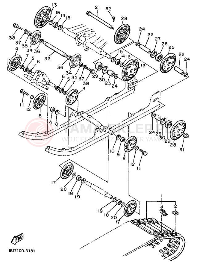 Schemat "Zawieszenie gąsiennicy" do Yamaha SRV SR540N