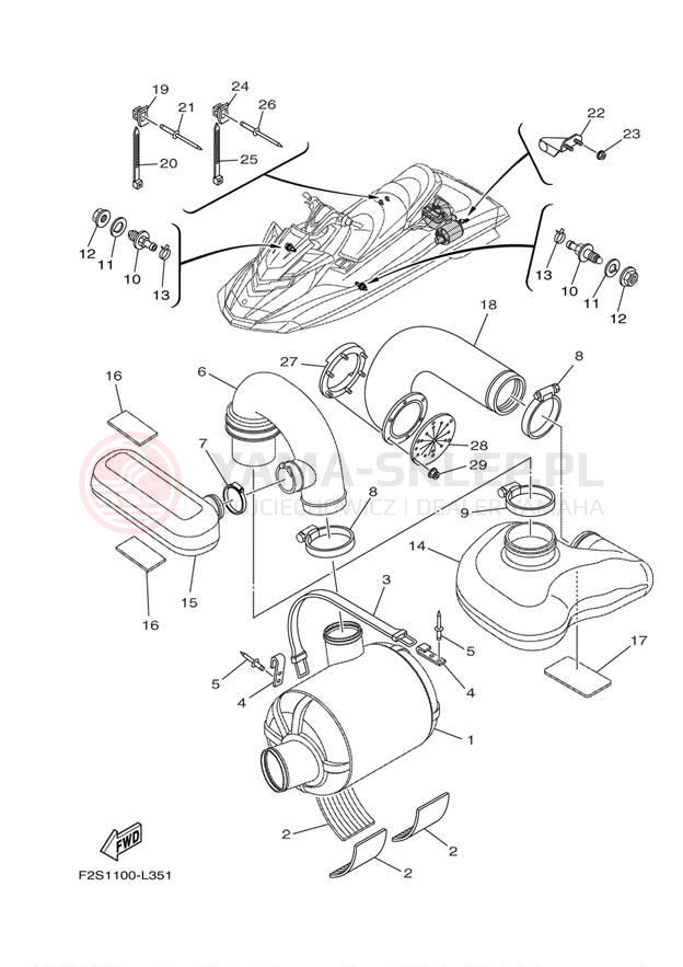 Schemat "wydech" do Yamaha FX CRUISER SHO FA1800AN