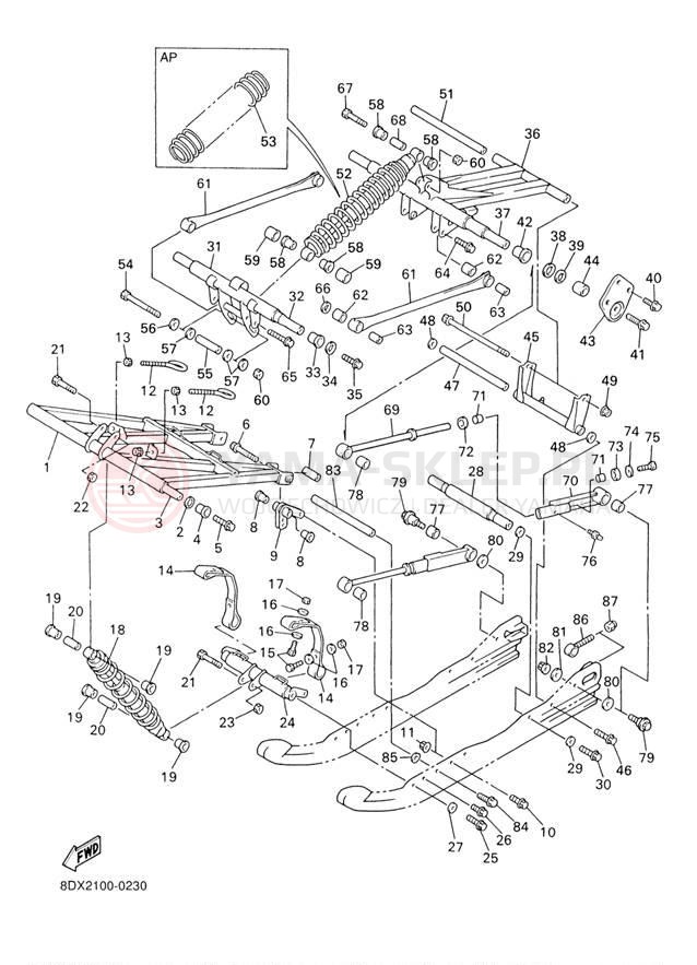 Schemat "Zawieszenie gąsiennicy" do Yamaha VT500XLF