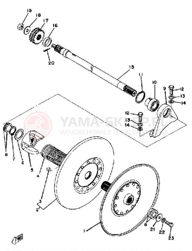 Schemat "Przeniesienie napędu" do Yamaha SRX440B