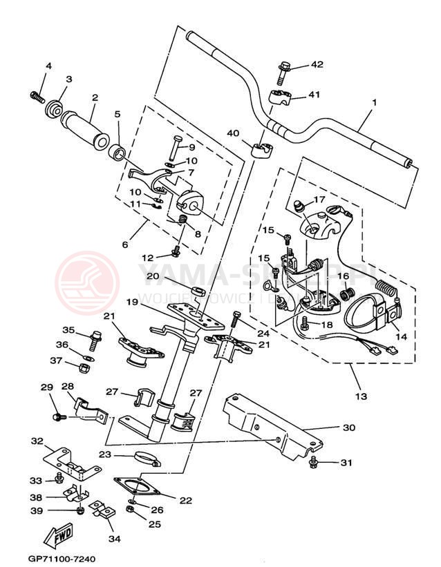 Schemat "Kierownica i osprzęt" do Yamaha WAVE RUNNER GP1200 GP1200V