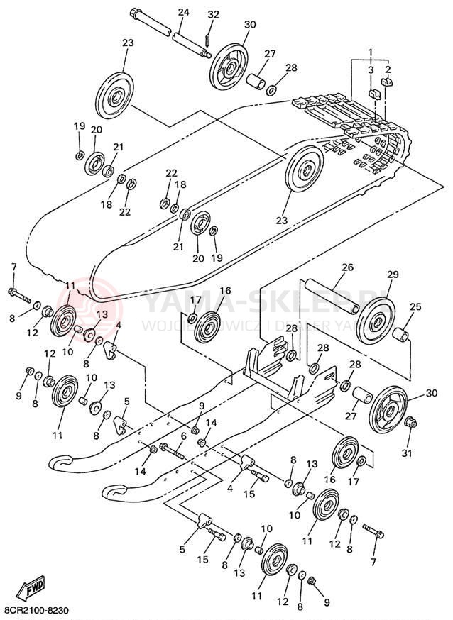 Schemat "Zawieszenie gąsiennicy" do Yamaha VMAX 600 VX600C/VX500C