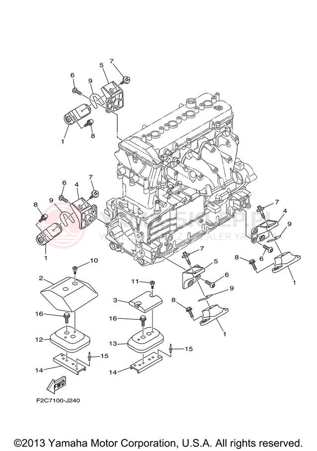 Schemat "Mocowanie silnika" do Yamaha WAVERUNNER FZS GX1800AJ