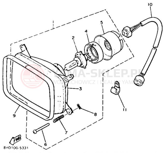 Schemat "Lampa przód" do Yamaha XLV XL540M