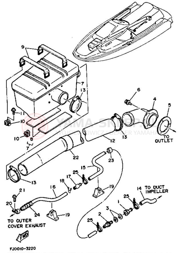 Schemat "Wydech końcowy" do Yamaha WAVE RUNNER III WRA650R