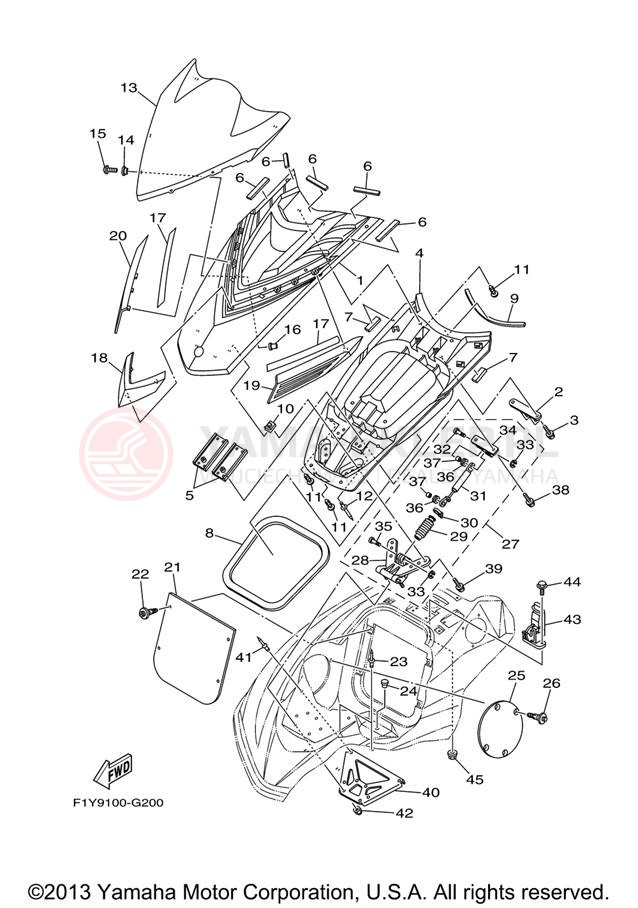 Schemat "ENGINE HATCH" do Yamaha FX1000G
