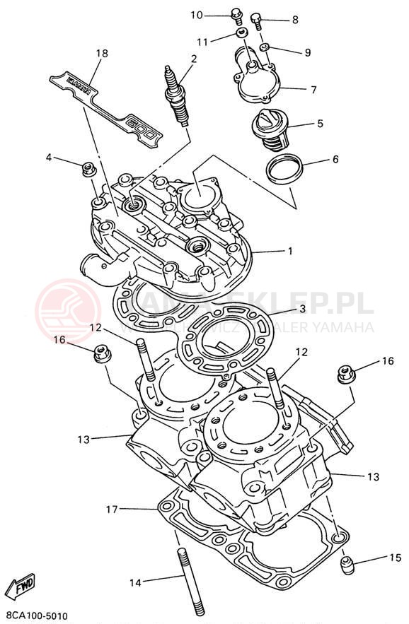 Schemat "głowica" do Yamaha VMAX 600 VX600W