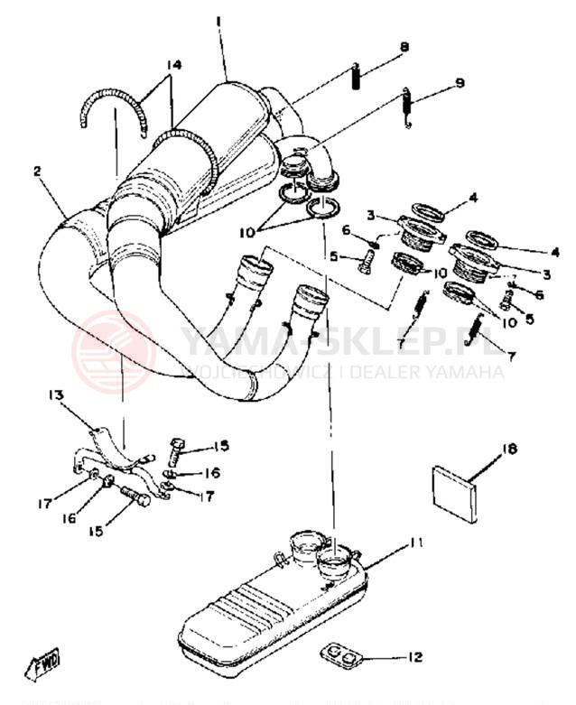 Schemat "Wydech końcowy" do Yamaha SRX440B