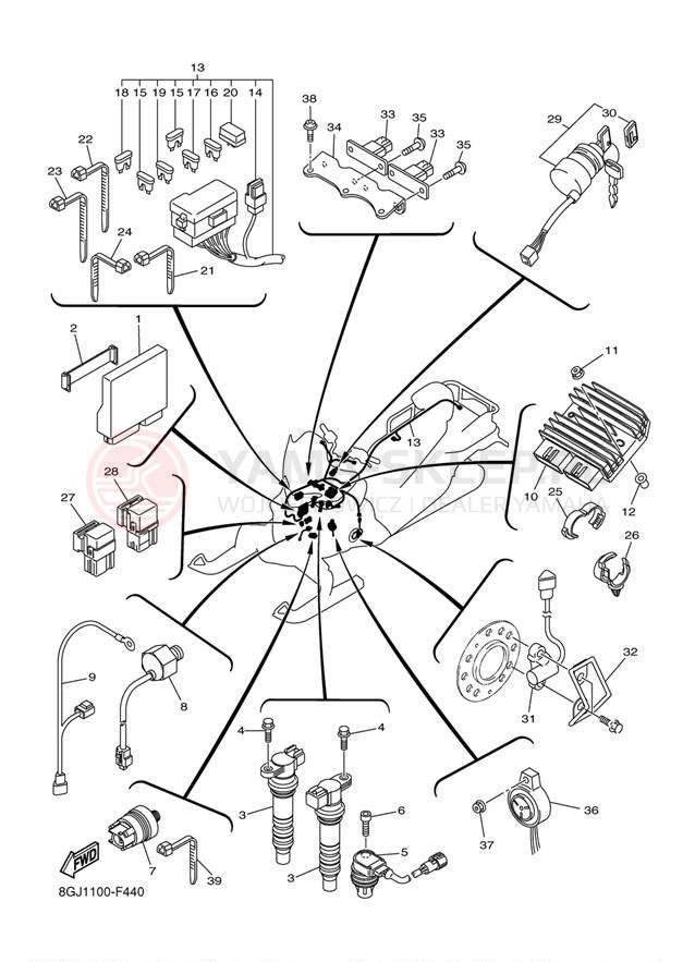 Schemat "układ elektryczny" do Yamaha VENTURE LITE PZ50VTW